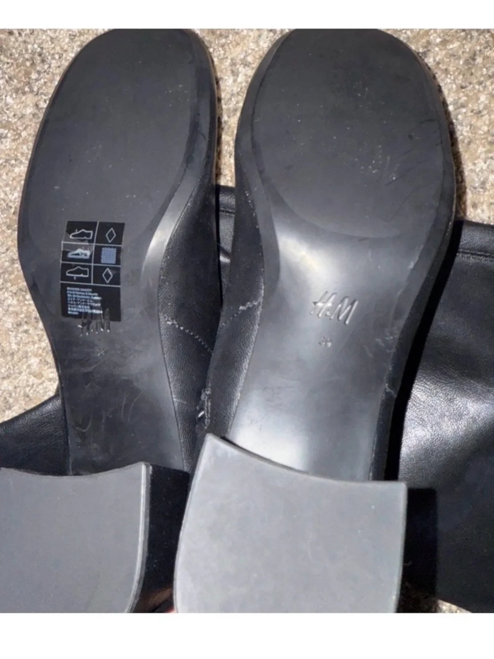 H&M Black Over-the-Knee Leather Boots with Block Heel
